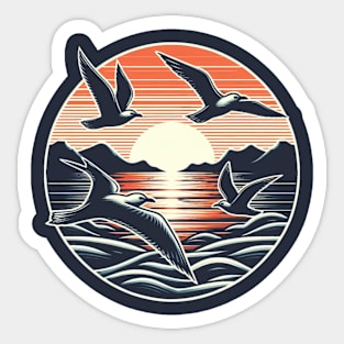 Seagulls over the sea Sticker